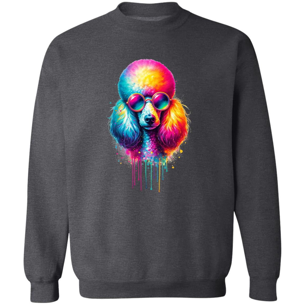 Neon Poodle Color Splash Unisex Sweatshirt Black Navy Dark Heather-Family-Gift-Planet