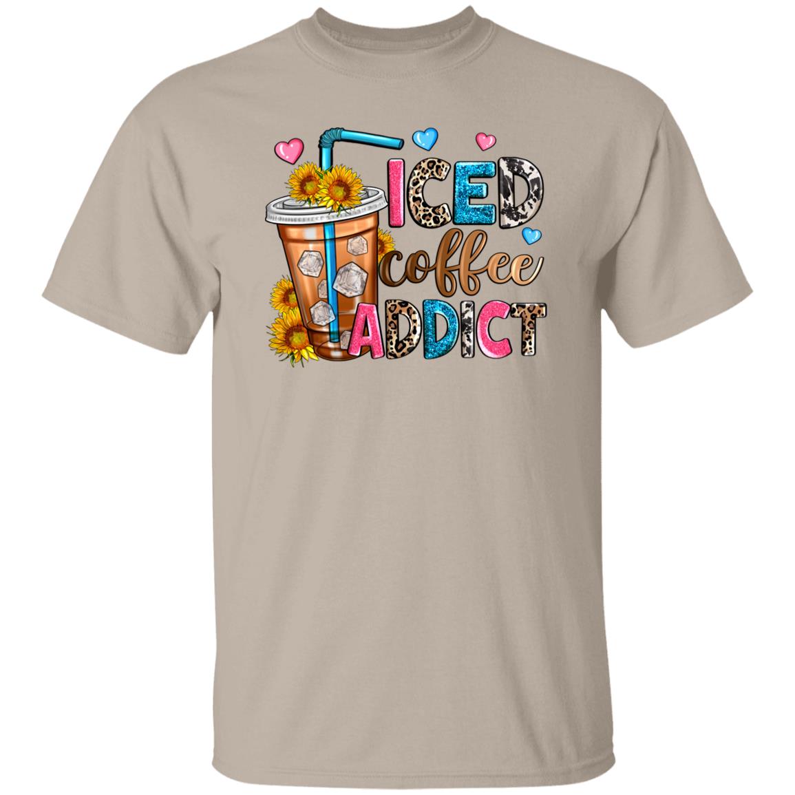 Iced coffee addict T-Shirt Iced coffee lover Unisex Tee Sand White Sport Grey-Family-Gift-Planet