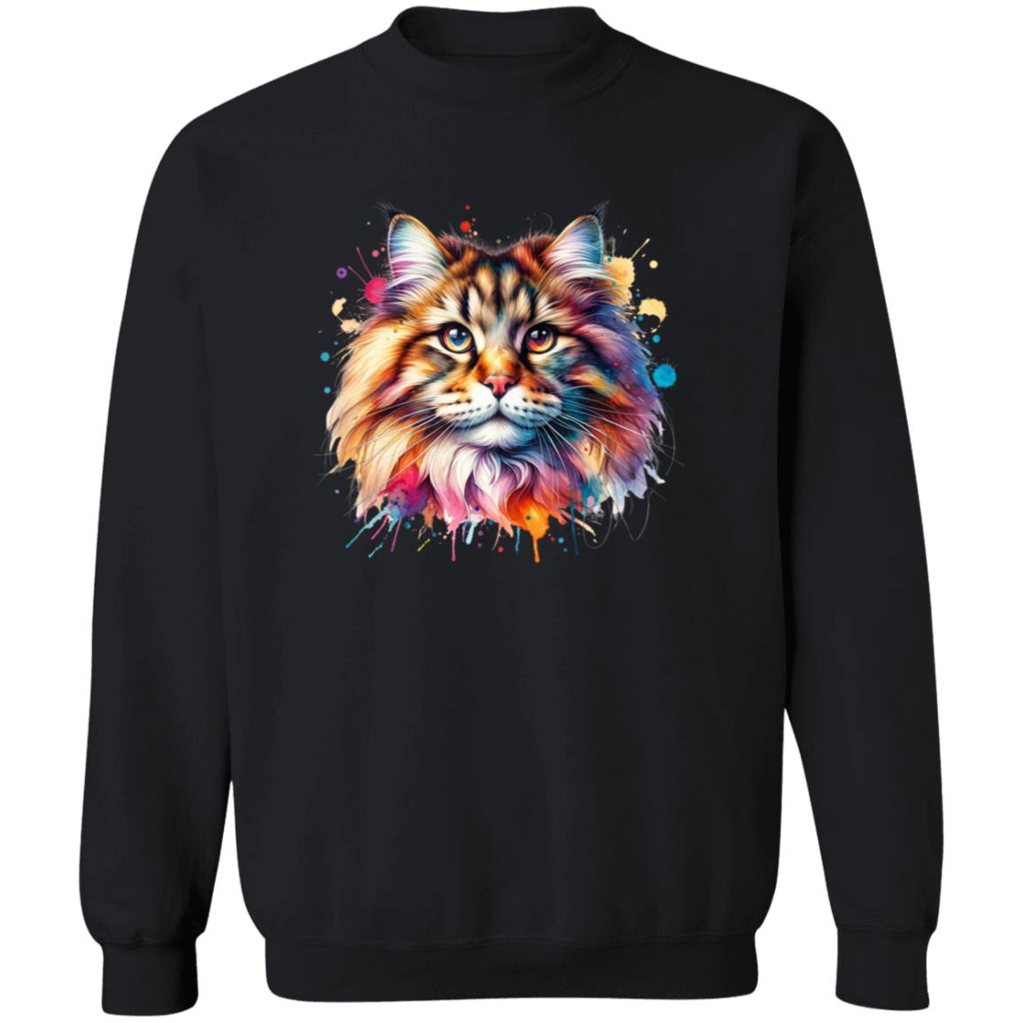 Norvegian Forest Cat Color Splash Unisex Sweatshirt Black Navy Dark Heather-Family-Gift-Planet