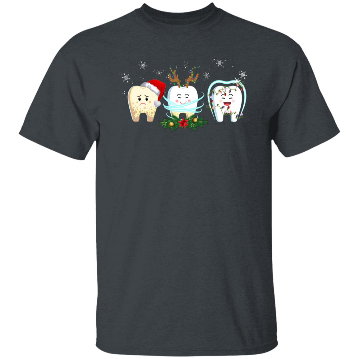 Dentist Christmas Unisex shirt tooth tee Black Dark Heather-Family-Gift-Planet