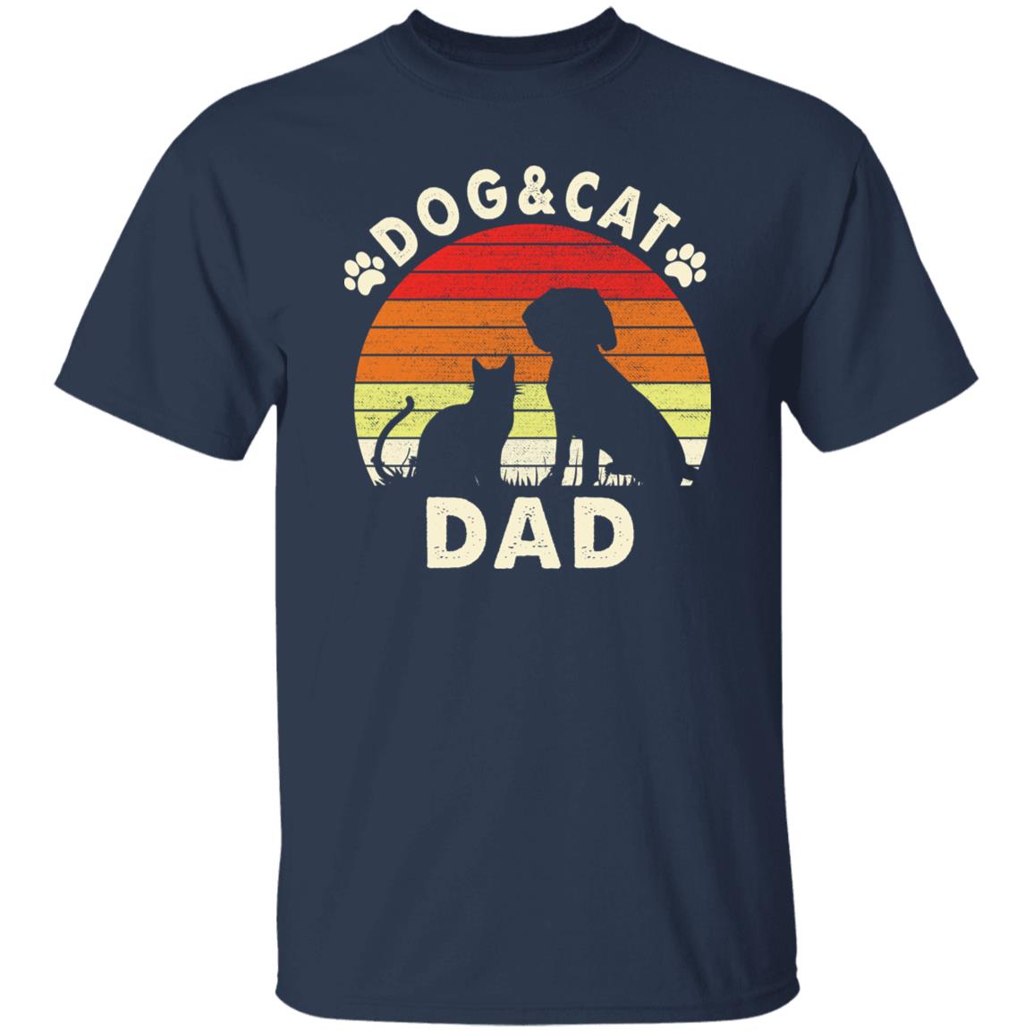 Dog and cat dad T-Shirt gift Retro Dog and cat owner Unisex Tee Black Navy Dark Heather-Navy-Family-Gift-Planet