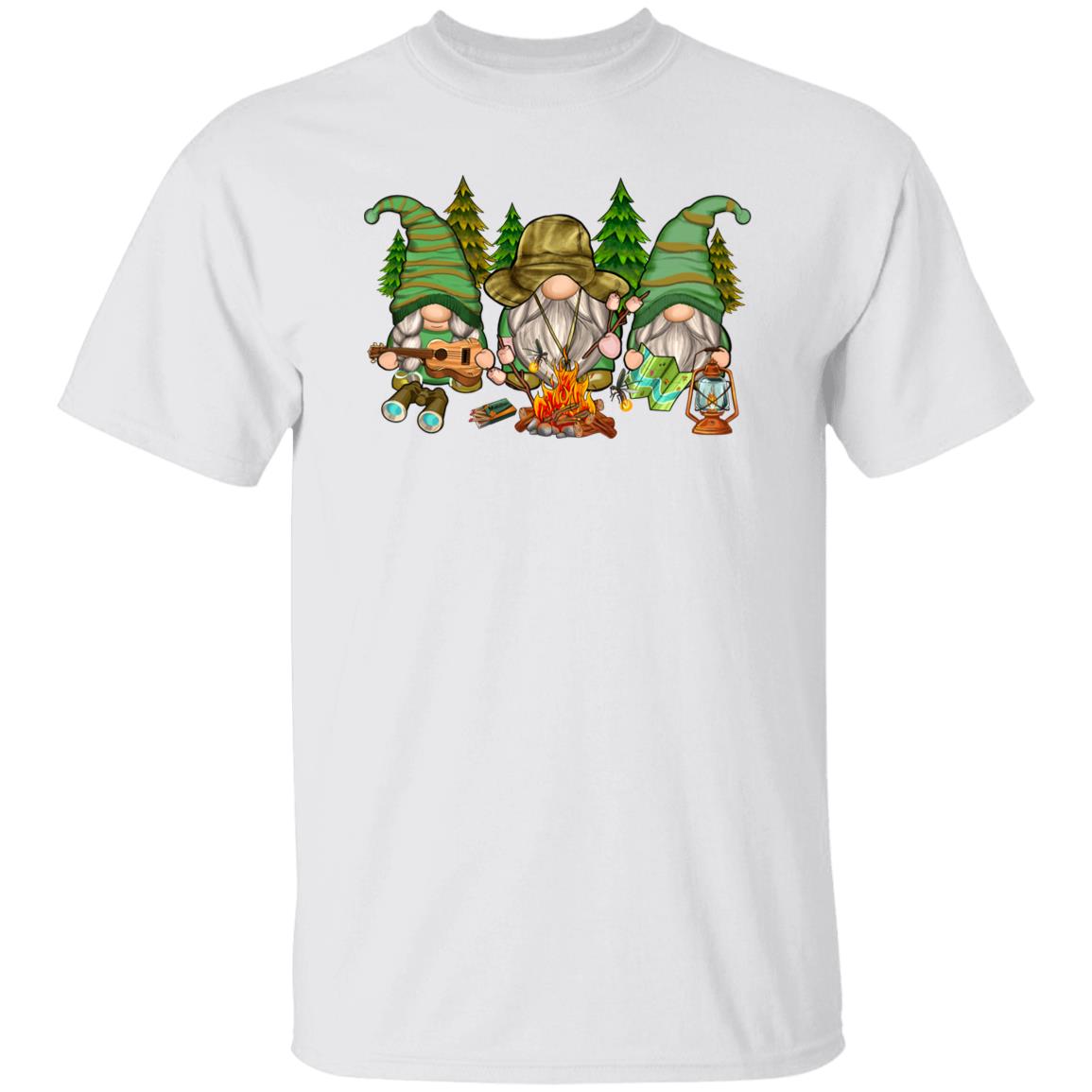 Camping gnomes T-Shirt Three campers bonfire Unisex tee White Sand Sport Grey-Family-Gift-Planet