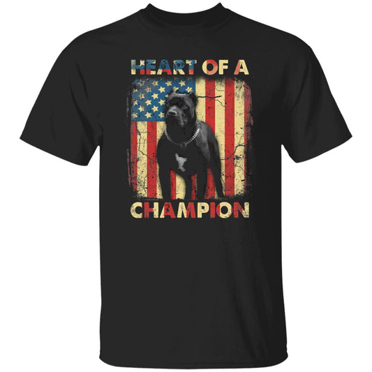 Heart of a champion T-Shirt gift American flag Pitbull Dog owner Unisex tee Black Navy Dark Heather-Black-Family-Gift-Planet