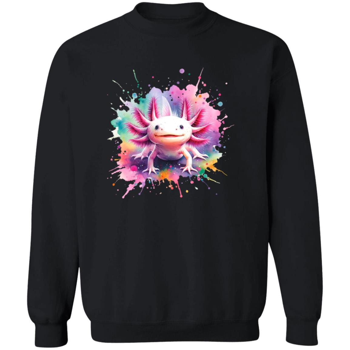 Axolotl Color Splash Unisex Sweatshirt Black Navy Dark Heather-Family-Gift-Planet