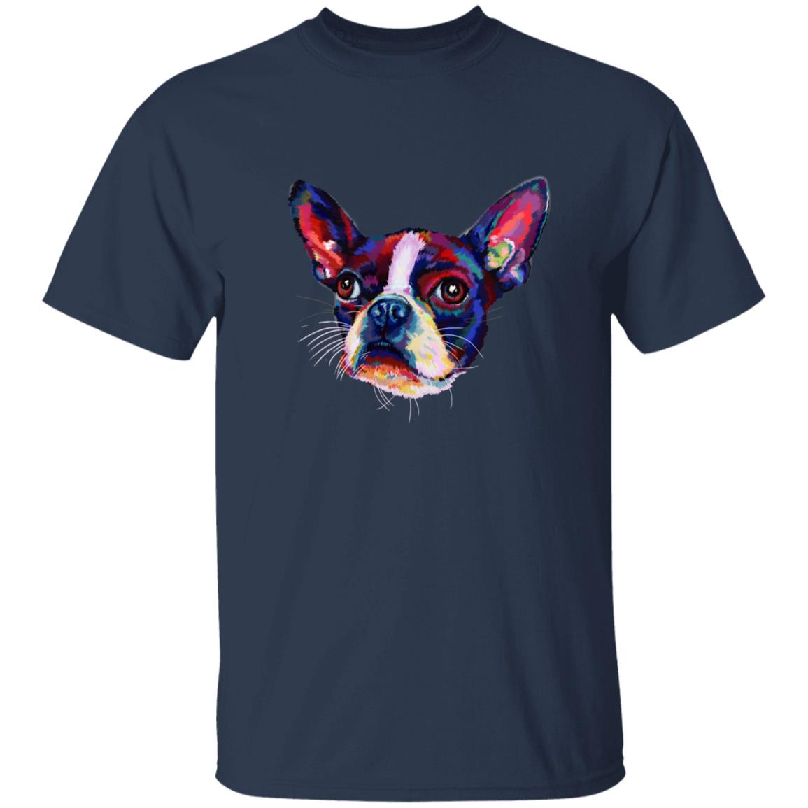 Watercolor Boston Terrier dog Unisex shirt S-2XL black navy dark heather-Navy-Family-Gift-Planet
