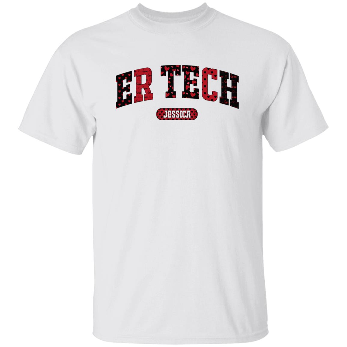 Personalized ER tech Valentine's Day Unisex T-Shirt Custom name Emergency Technician heart love-Family-Gift-Planet