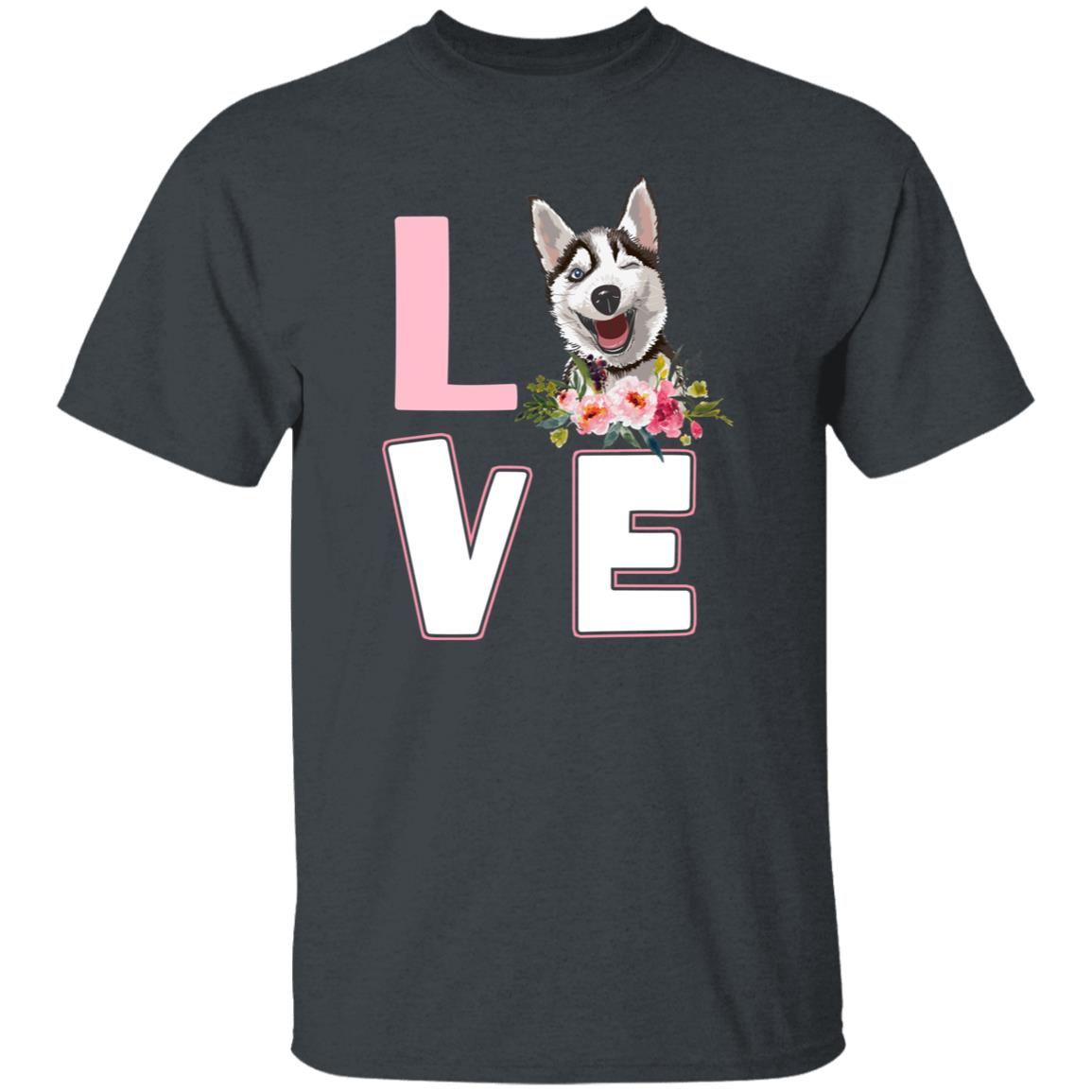 Love Husky T-Shirt gift Husky Dog mom Unisex tee Black Navy Dark Heather-Family-Gift-Planet