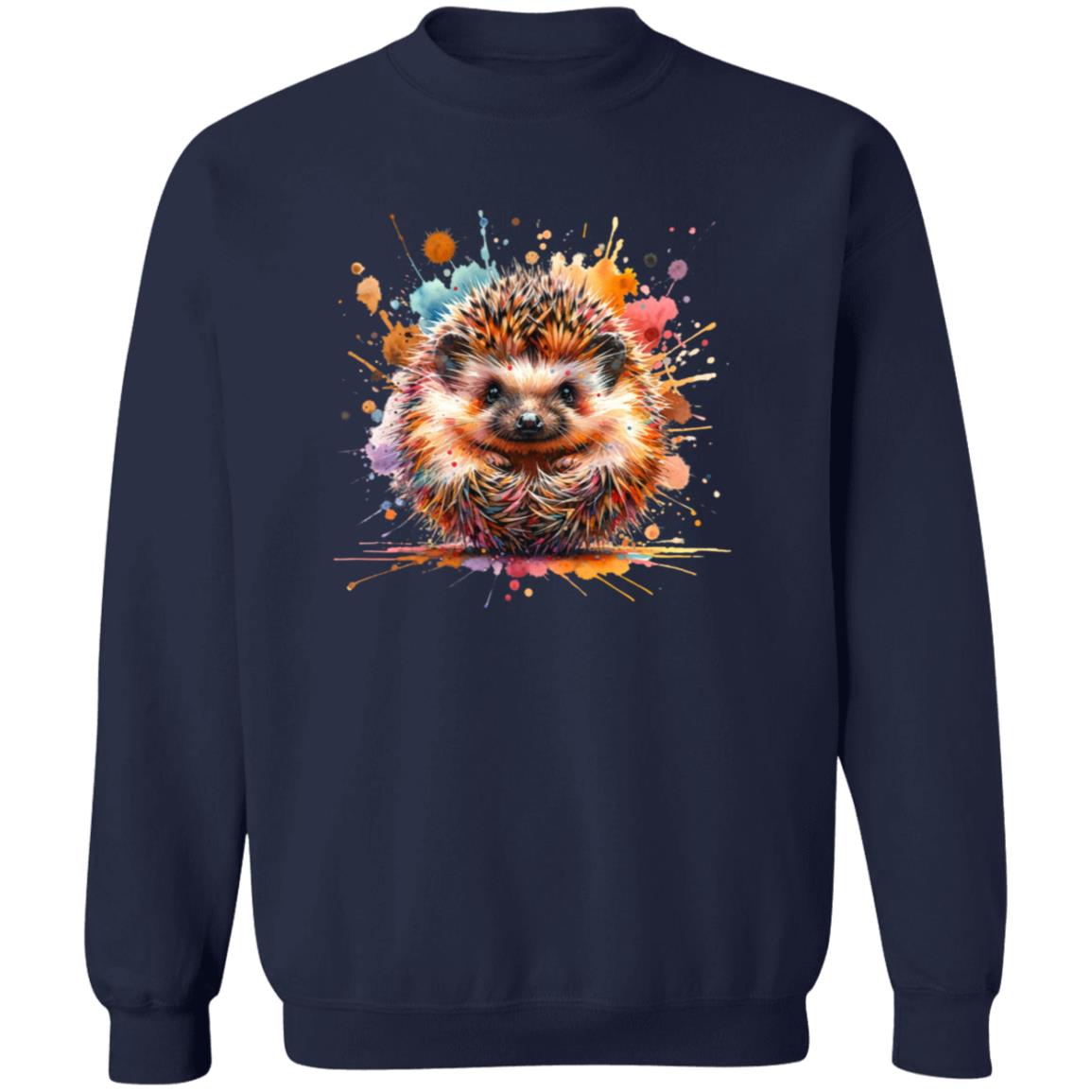 Artistic Hedgehog Color Splash Unisex Sweatshirt Black Navy Dark Heather-Family-Gift-Planet