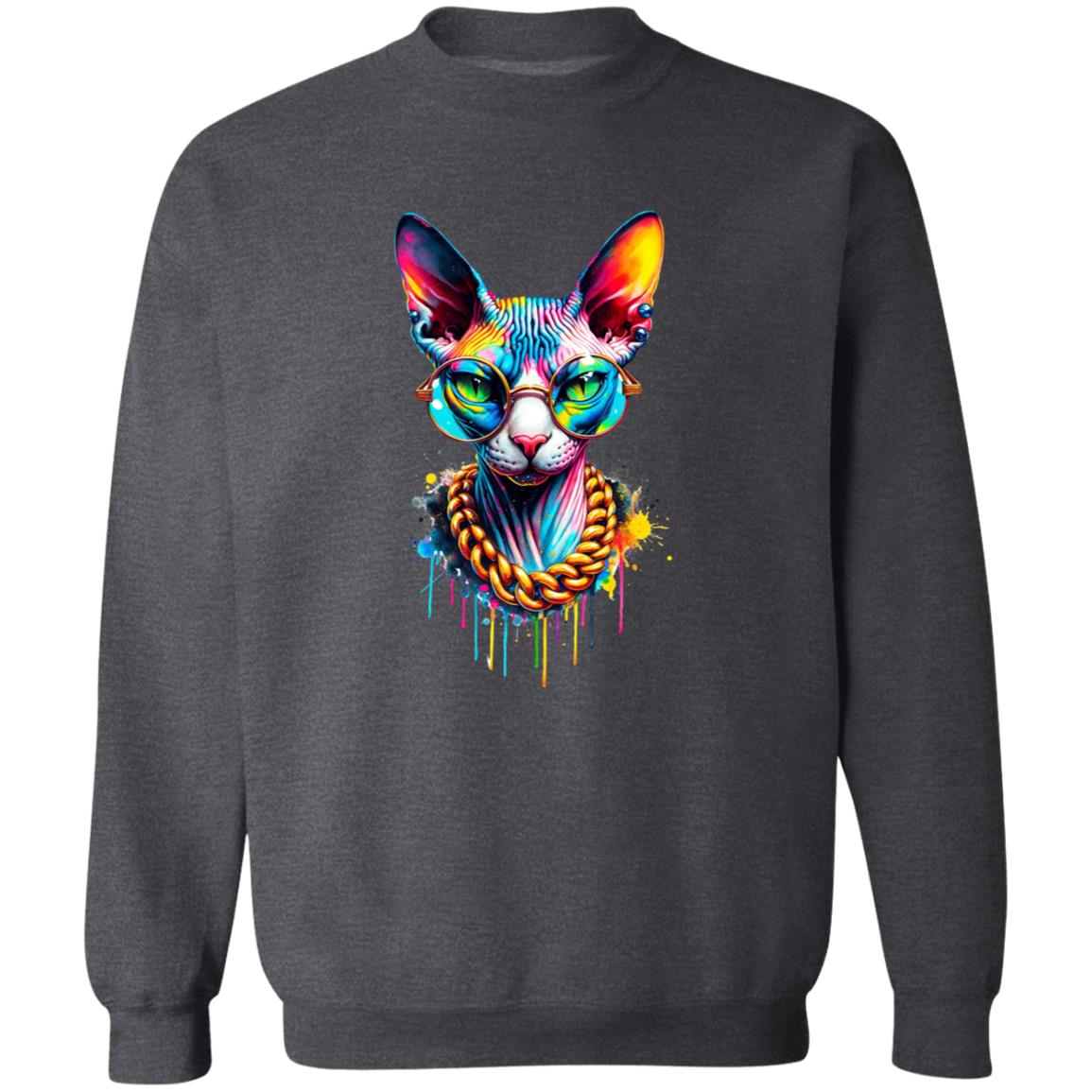 Sphynx hip style Color Splash Unisex Sweatshirt Black Navy Dark Heather-Family-Gift-Planet