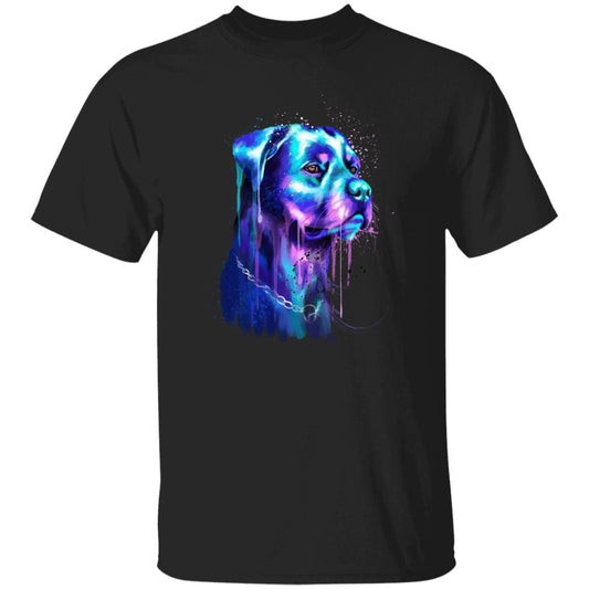 Blue neon Rottweiler dog Unisex shirt S-2XL black navy dark heather-Black-Family-Gift-Planet