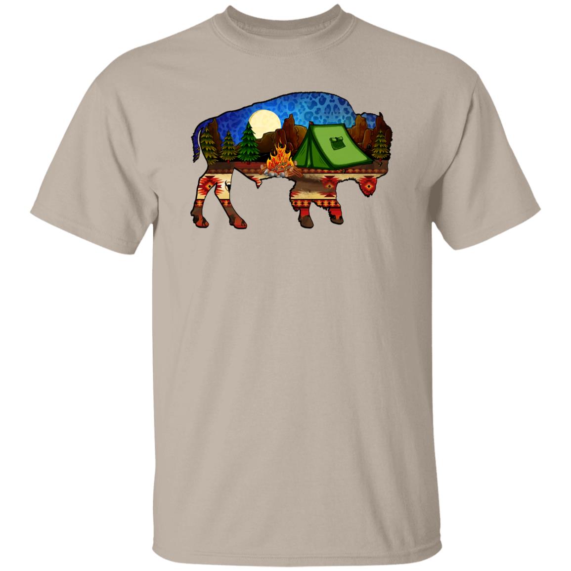 Buffalo tribe camp T-Shirt Buffalo tent bonfire camping Unisex tee White Sand Sport Grey-Family-Gift-Planet