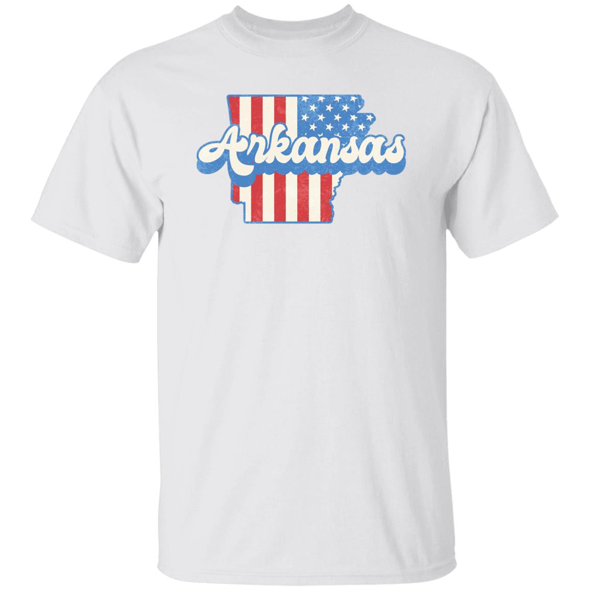 Arkansas US flag Unisex T-Shirt American patriotic AR state tee White Ash Blue-White-Family-Gift-Planet
