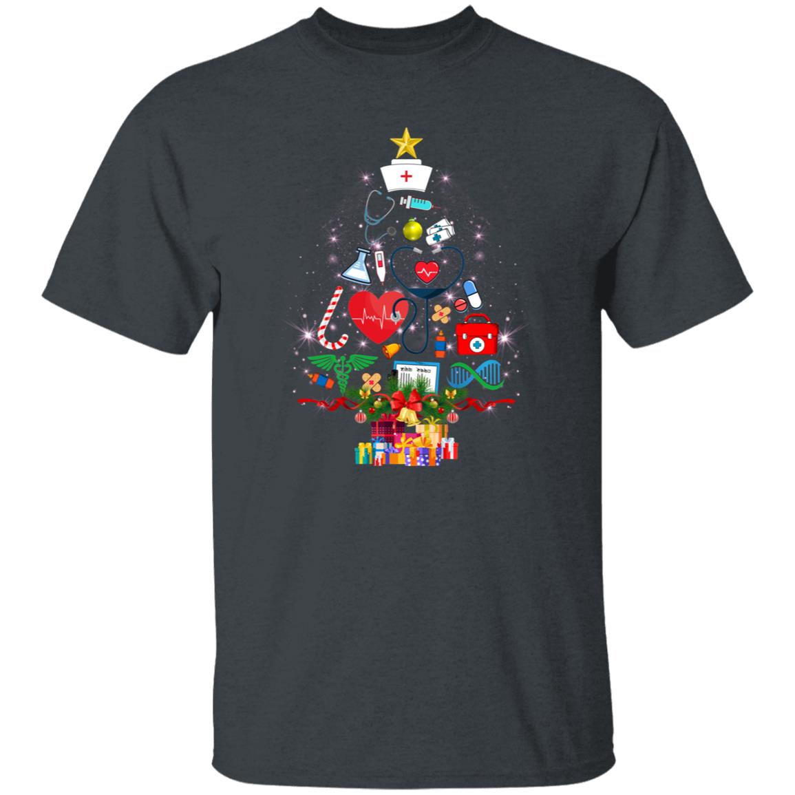 Medical worker Christmas tree Unisex shirt nurse Holiday tee Black Dark Heather-Family-Gift-Planet