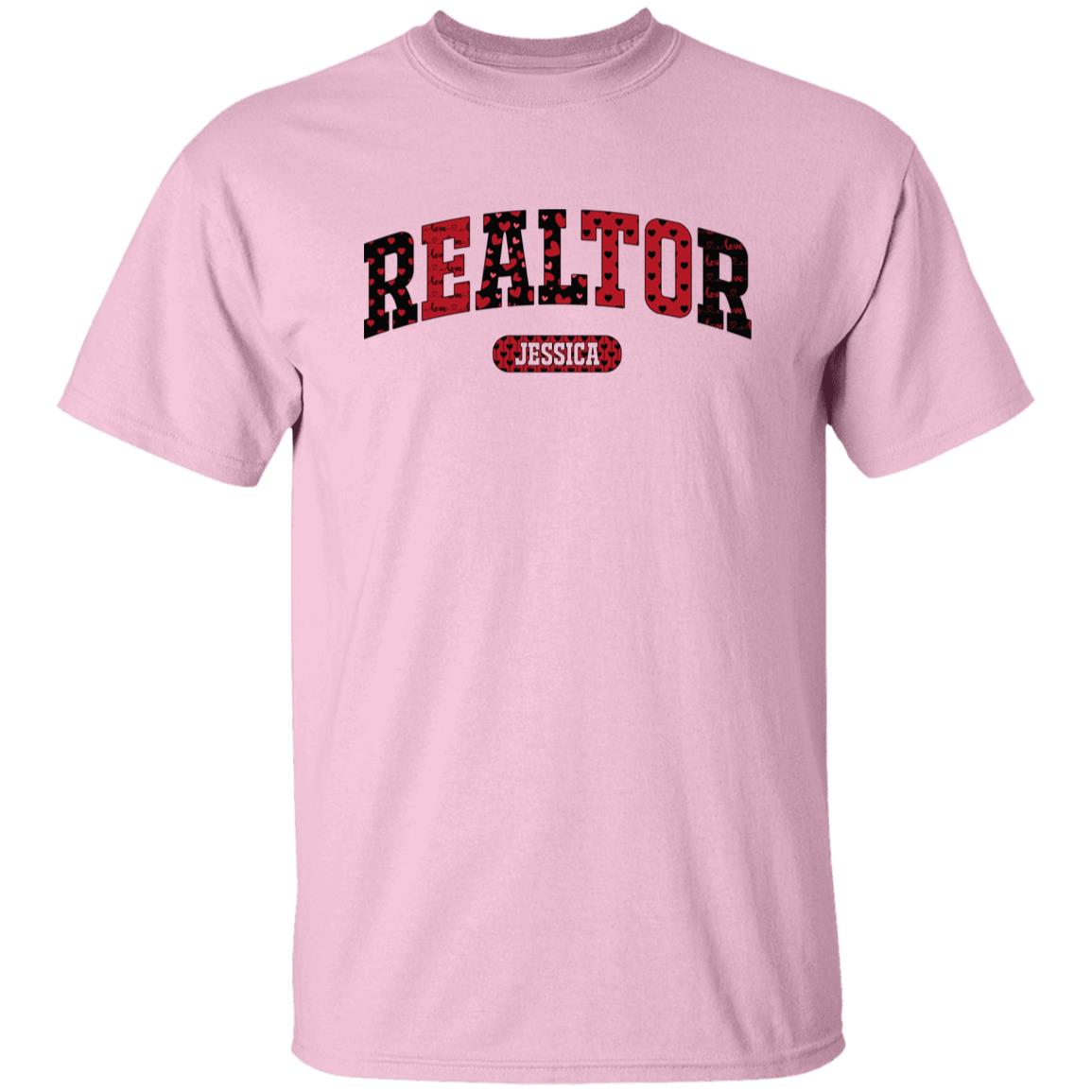 Personalized Realtor Valentine's Day Unisex T-Shirt Custom name Real estate agent heart love-Family-Gift-Planet