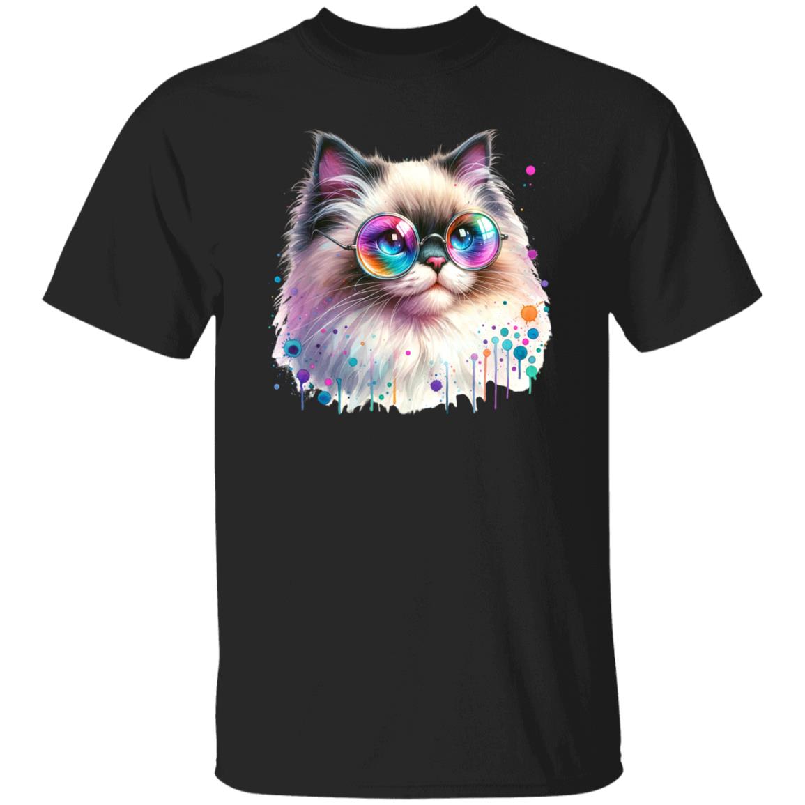 Ragdoll kitten with colorful glasses Color Splash Unisex T-shirt-Family-Gift-Planet