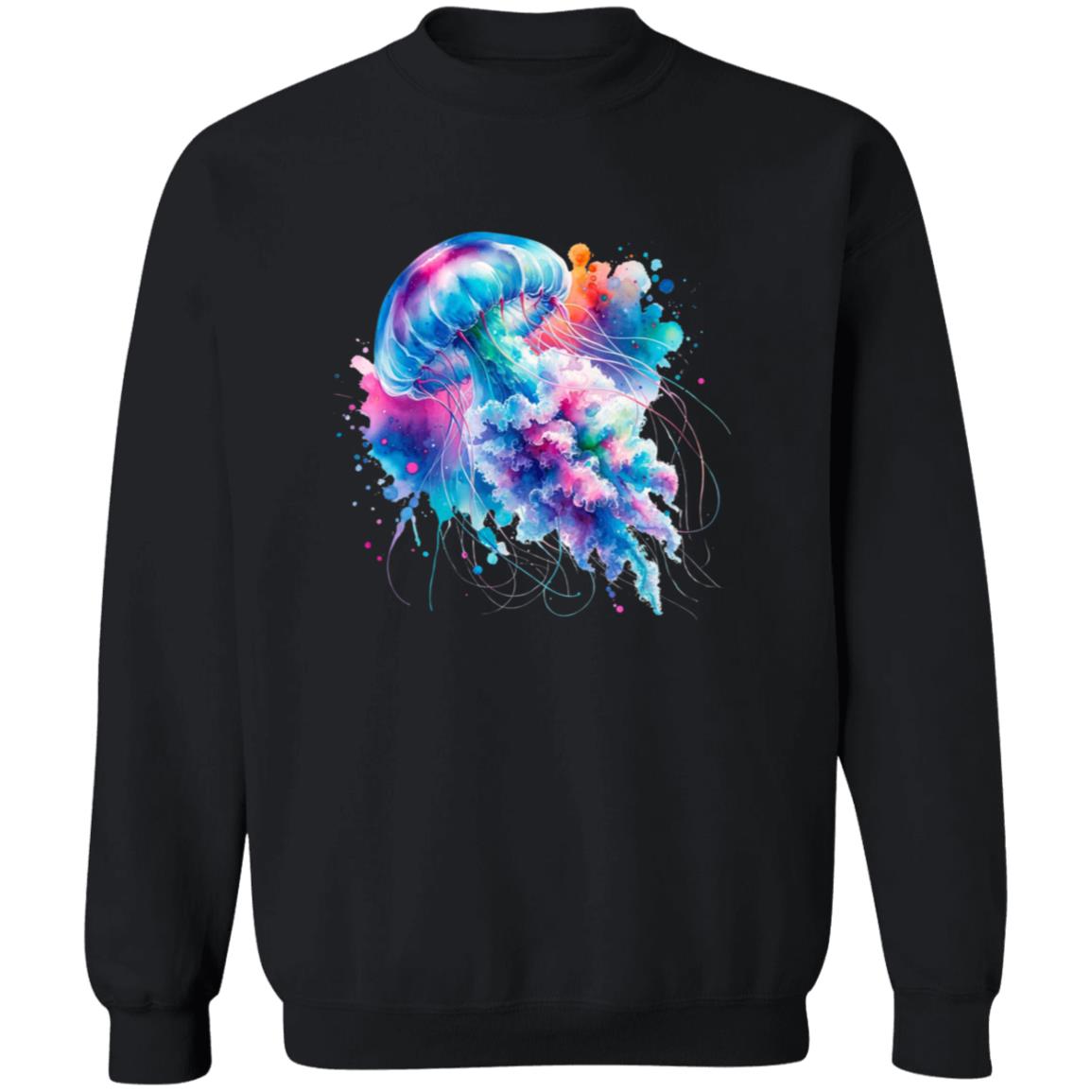 Jellyfish Color Splash Unisex Sweatshirt Black Navy Dark Heather-Family-Gift-Planet