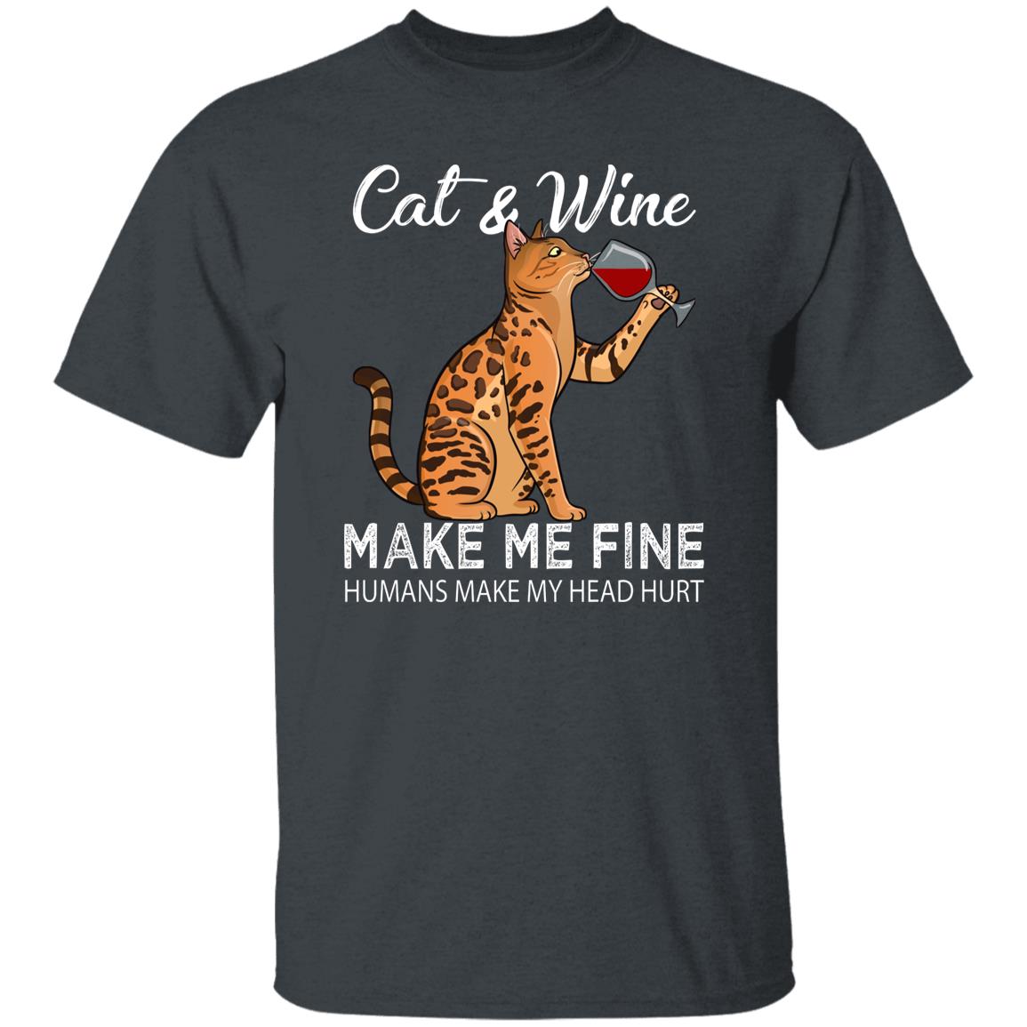 Cat and Wine make me fine T-Shirt gift Social distance Cat mom Unisex Tee Black Navy Dark Heather-Dark Heather-Family-Gift-Planet