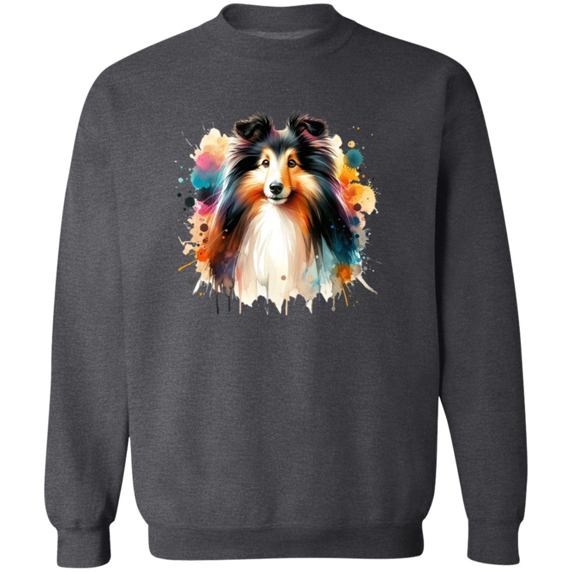 Shetland Sheepdog dog mom Color Splash Unisex Sweatshirt Black Navy Dark Heather-Family-Gift-Planet