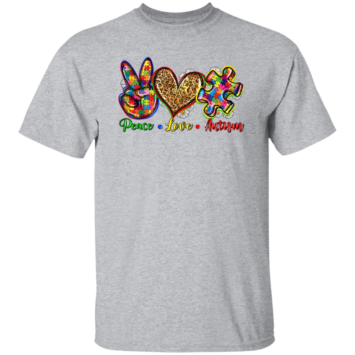 Peace Love Autism T-shirt gift Autist mom autism awareness tee-Family-Gift-Planet