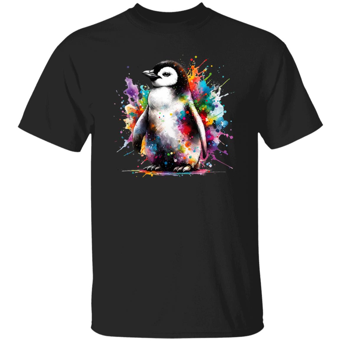 Artistic Penguin Color Splash Unisex T-shirt Black Navy Dark Heather-Family-Gift-Planet