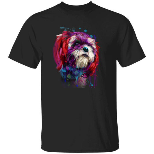 Watercolor Shih Tzu dog Unisex shirt S-2XL black navy dark heather-Black-Family-Gift-Planet