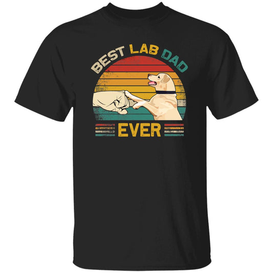 Retro Best Lab Dad Ever T-Shirt gift Labrador Dog owner Unisex tee Black Navy Dark Heather-Black-Family-Gift-Planet