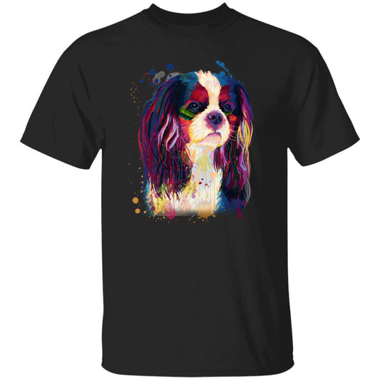 Watercolor Painting Cavalier dog Unisex shirt S-2XL black navy dark heather-Black-Family-Gift-Planet