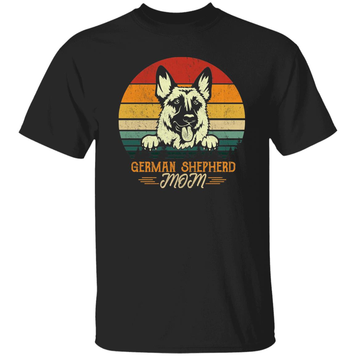 German Shepherd Mom T-Shirt gift Retro Shepherd Dog mama Unisex tee Black Navy Dark Heather-Family-Gift-Planet