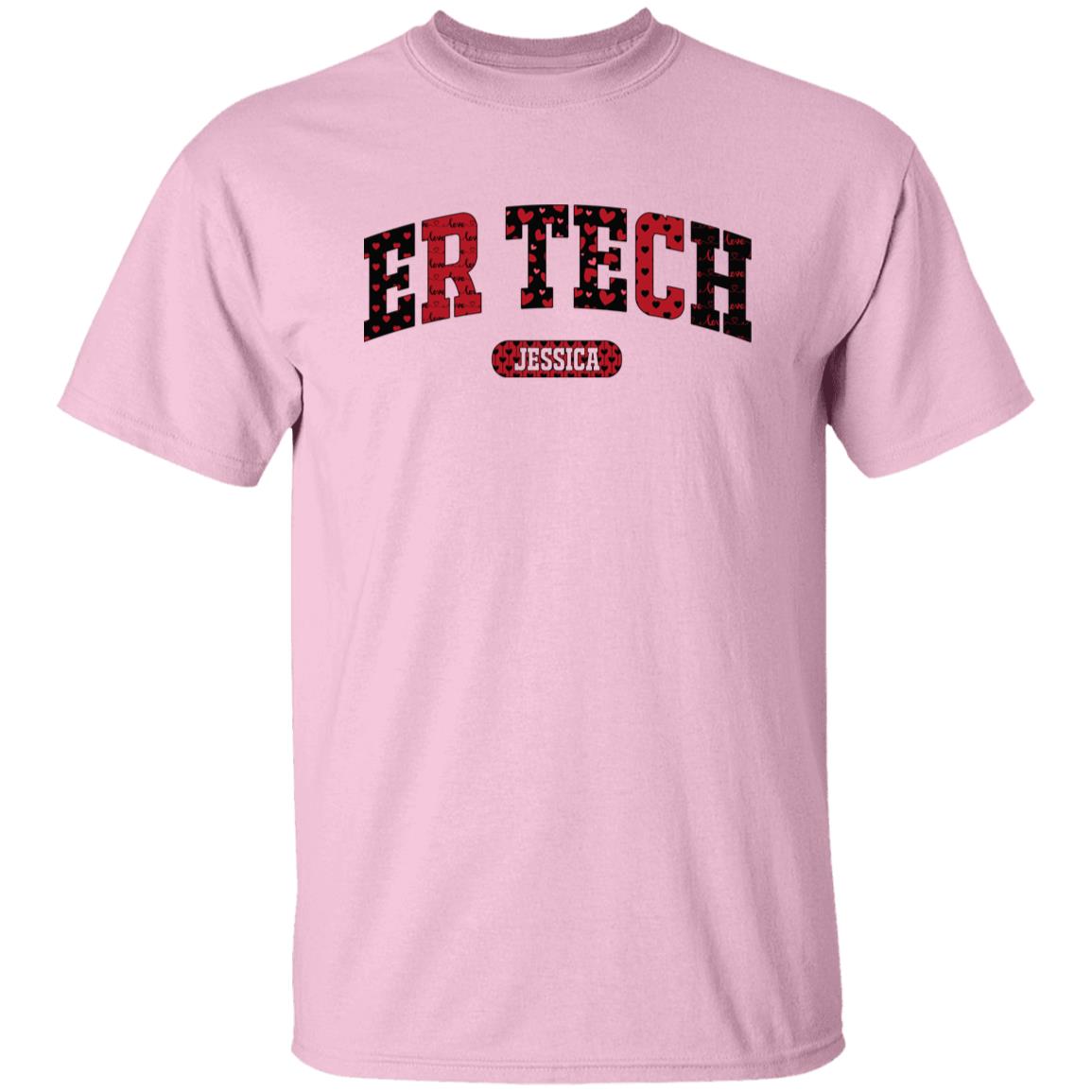 Personalized ER tech Valentine's Day Unisex T-Shirt Custom name Emergency Technician heart love-Family-Gift-Planet