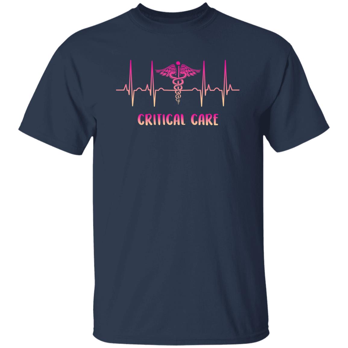Critical care Heartbeat T-Shirt CCU intensive care nurse heart beat Unisex Tee Black Navy Dark Heather-Family-Gift-Planet