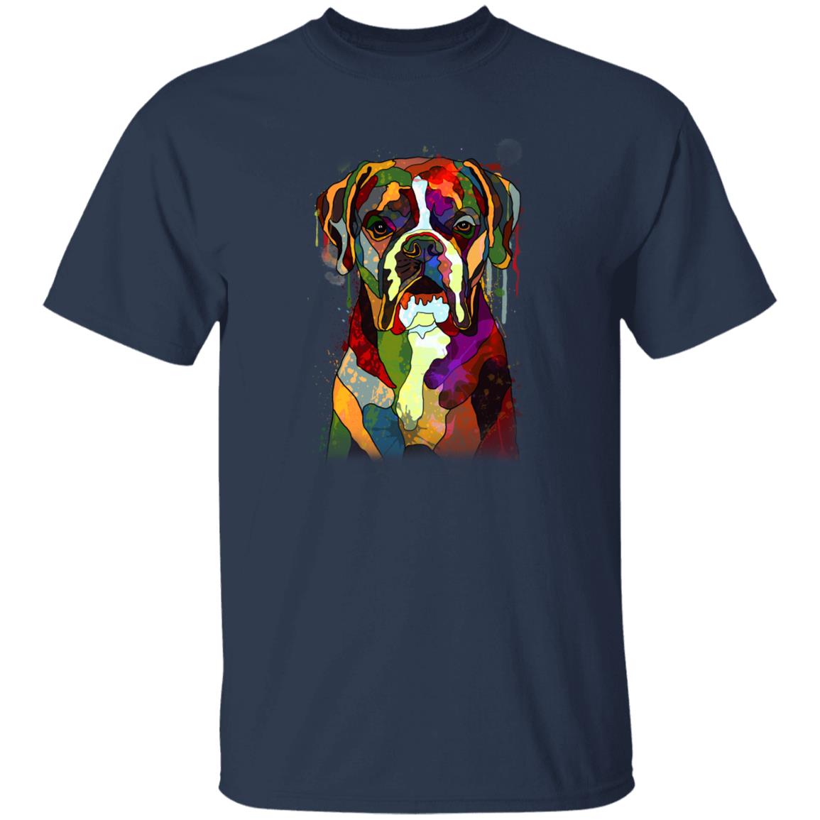 Digital art Boxer dog Unisex shirt S-2XL black navy dark heather-Navy-Family-Gift-Planet