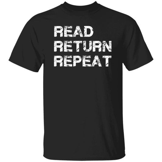 Read Return Repeat Unisex T-shirt book lover, Librarian tee black dark heather-Black-Family-Gift-Planet
