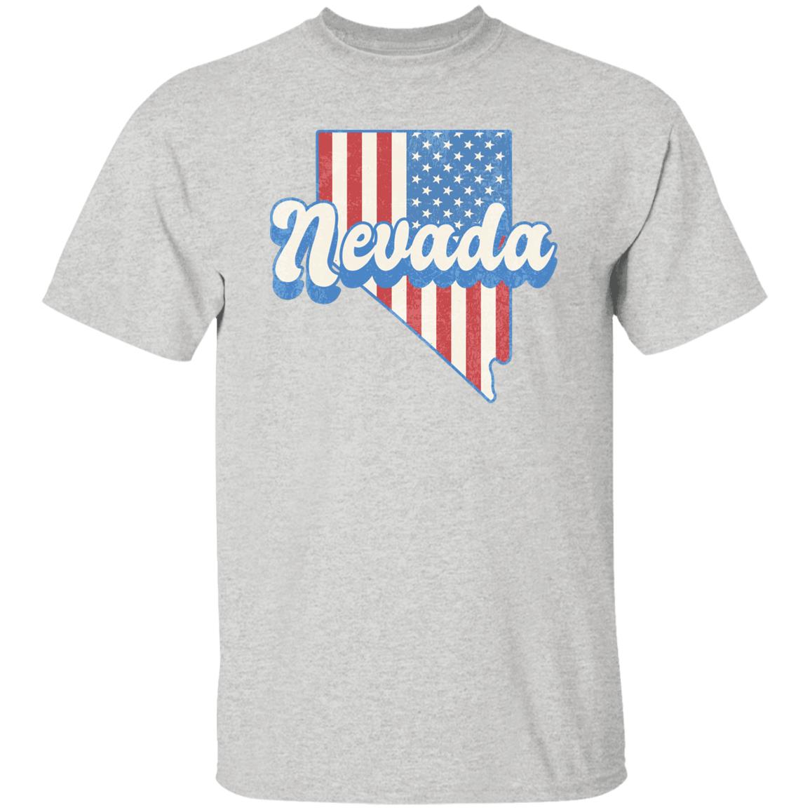 Nevada US flag Unisex T-Shirt American patriotic NV state tee White Ash Blue-Ash-Family-Gift-Planet