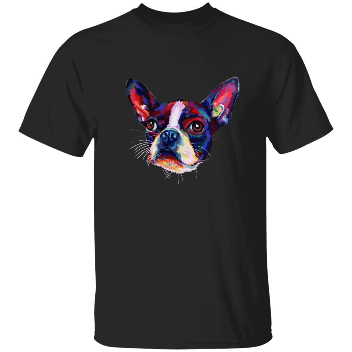 Watercolor Boston Terrier dog Unisex shirt S-2XL black navy dark heather-Black-Family-Gift-Planet