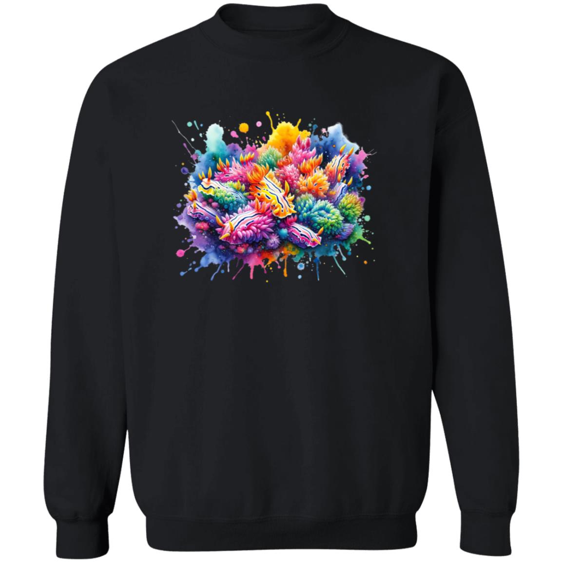 Nudibranchs Color Splash Unisex Sweatshirt Marine mollusks Black Navy Dark Heather-Family-Gift-Planet