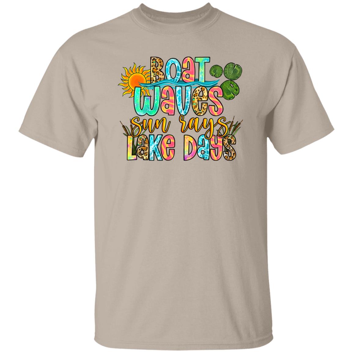 Boat waves sun rays lake days T-Shirt Summer Holiday Unisex tee Sand White Sport Grey-Family-Gift-Planet