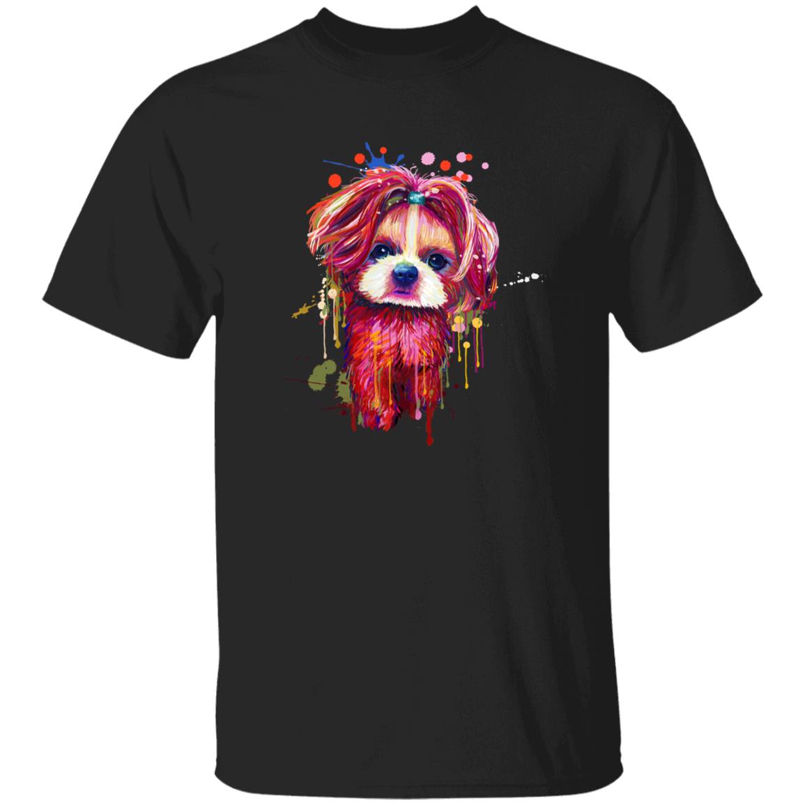 Digital Art Shih Tzu dog Unisex shirt S-2XL black navy dark heather-Black-Family-Gift-Planet