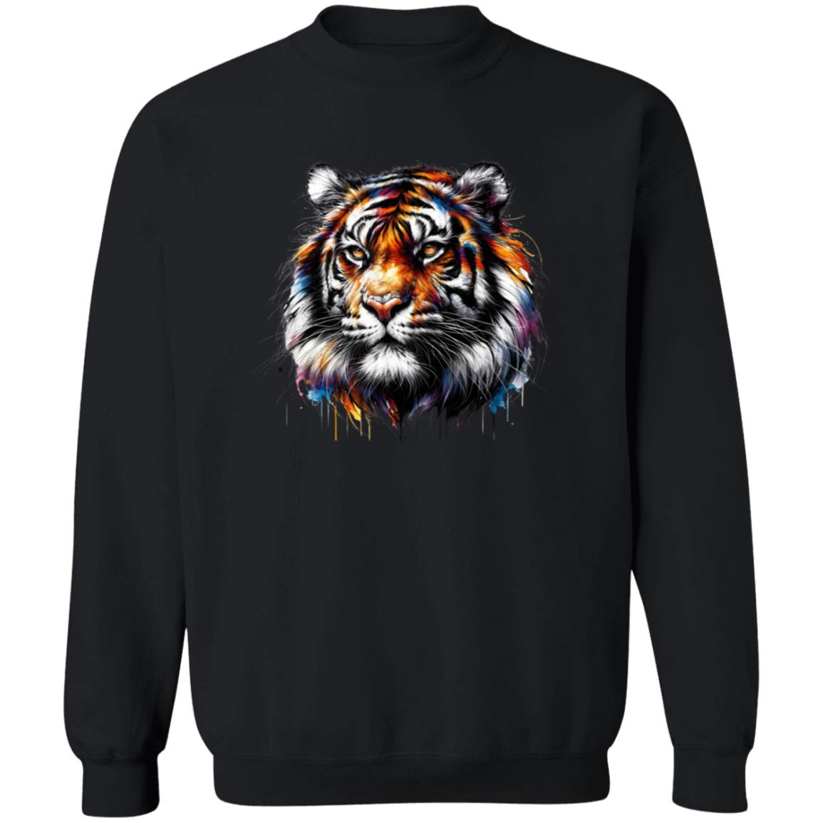 Vibrant Tiger Unisex Sweatshirt Animal lover crewneck Black Navy Dark Heather-Family-Gift-Planet