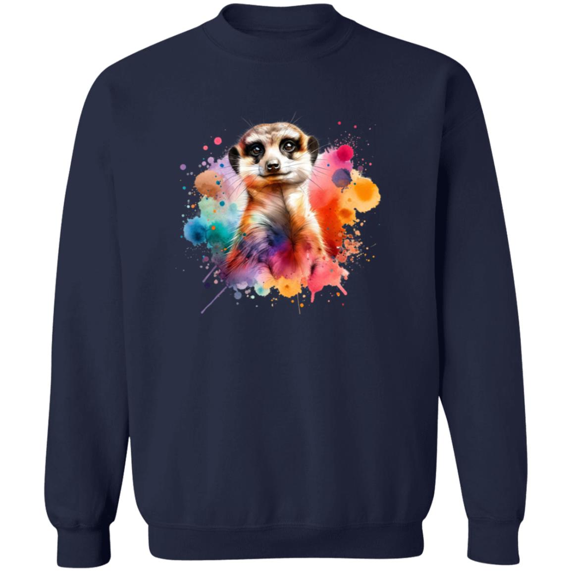 Artistic Meerkat Color Splash Unisex Sweatshirt Black Navy Dark Heather-Family-Gift-Planet