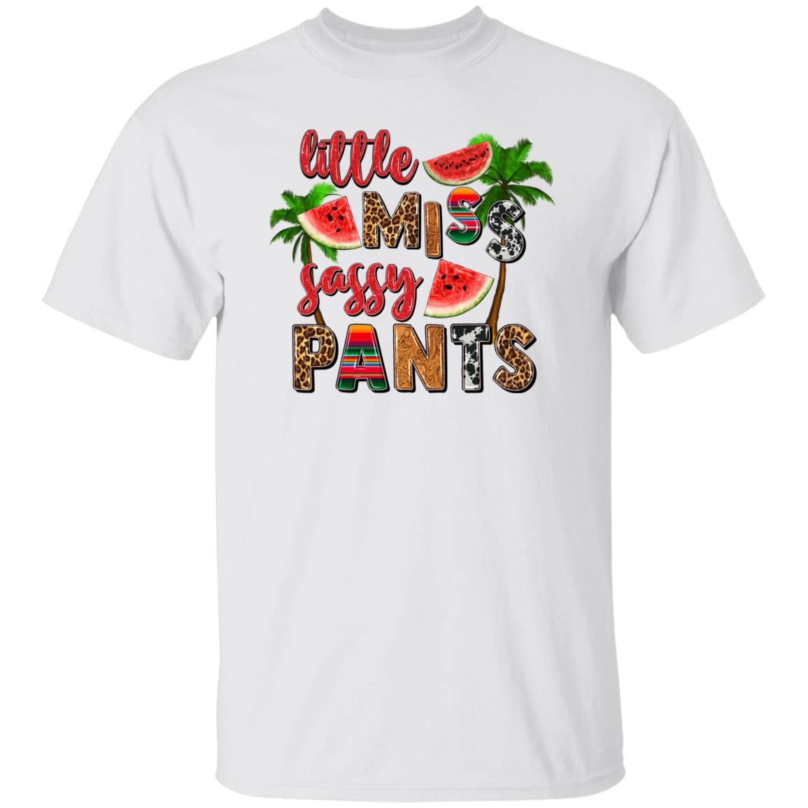 Little miss sassy pants T-Shirt gift Summer palms Watermelon Unisex Tee Sand White Sport Grey-Family-Gift-Planet