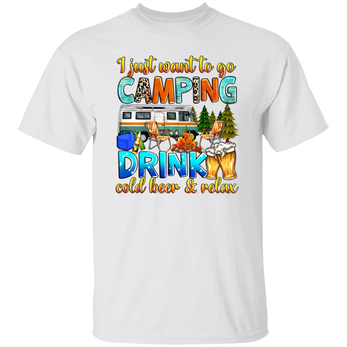 I just want to go camping T-Shirt cold beer camper Unisex Tee Sand White Sport Grey-Family-Gift-Planet