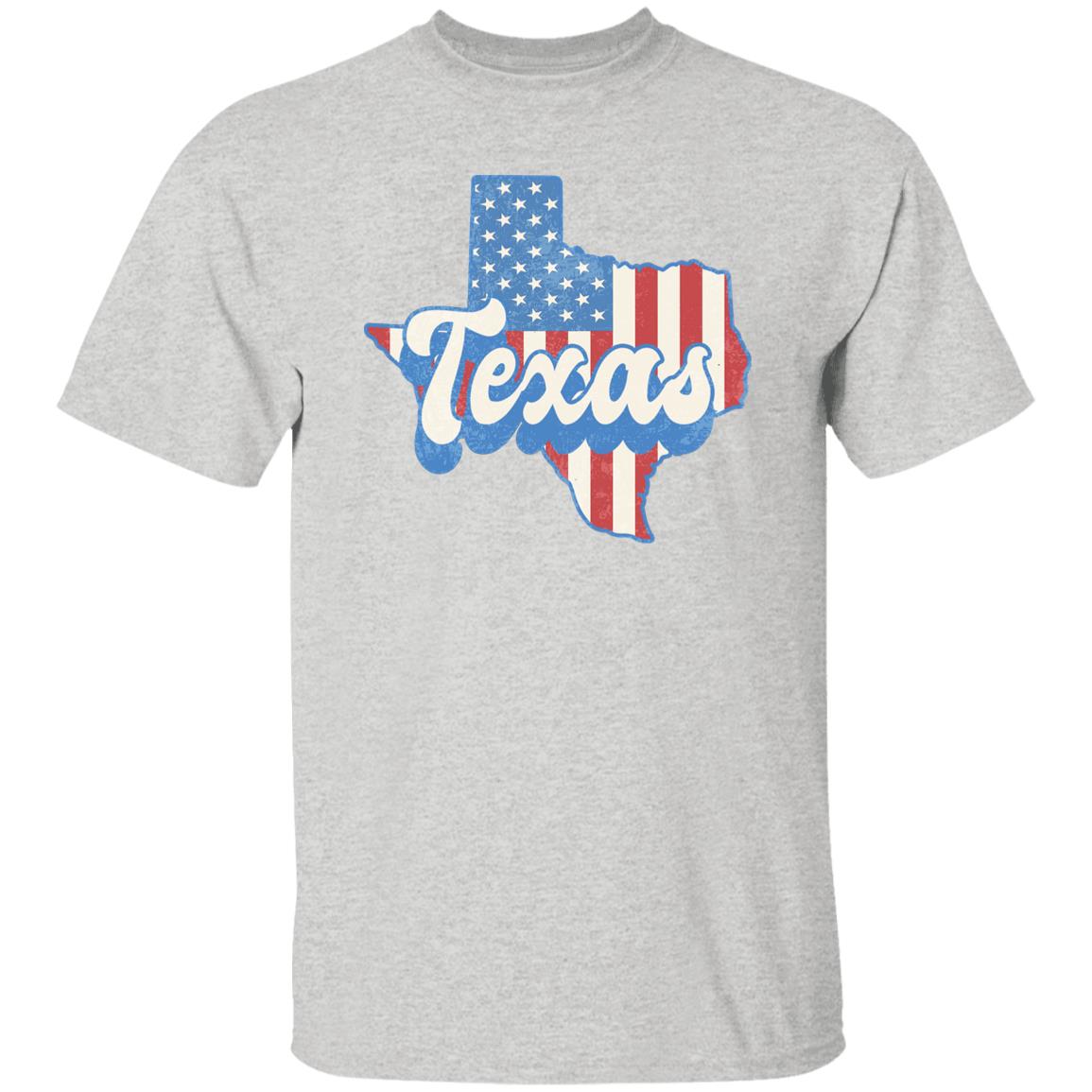 Texas US flag Unisex T-Shirt American patriotic Texas state tee White Ash Blue-Ash-Family-Gift-Planet