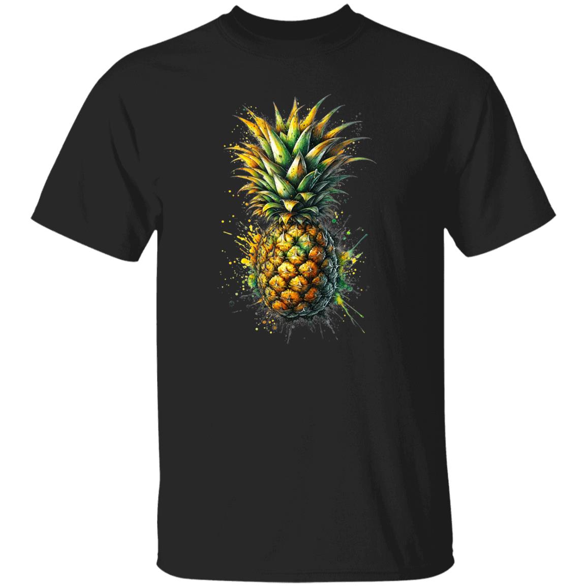 Artistic Pineapple Color Splash Unisex T-shirt Black Navy Dark Heather-Family-Gift-Planet