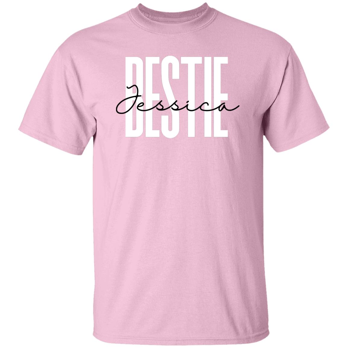 Personalized Bestie Unisex T-shirt Custom name best friends Sand Blue Pink-Family-Gift-Planet