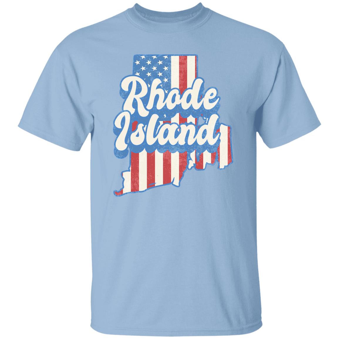 Rhode Island US flag Unisex T-Shirt American patriotic RI state tee White Ash Blue-Light Blue-Family-Gift-Planet
