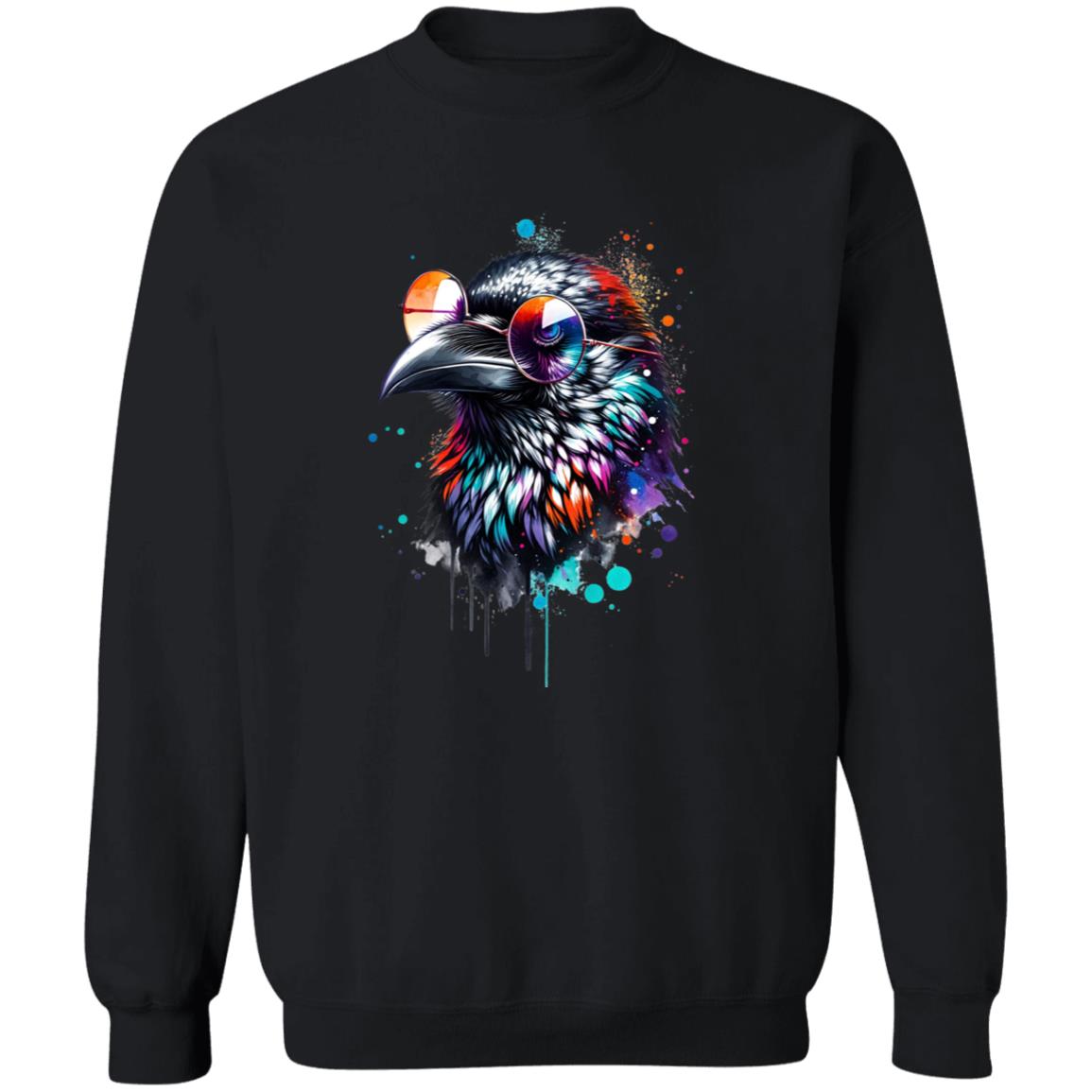 Cool Raven Color Splash Unisex Sweatshirt Black Navy Dark Heather-Family-Gift-Planet