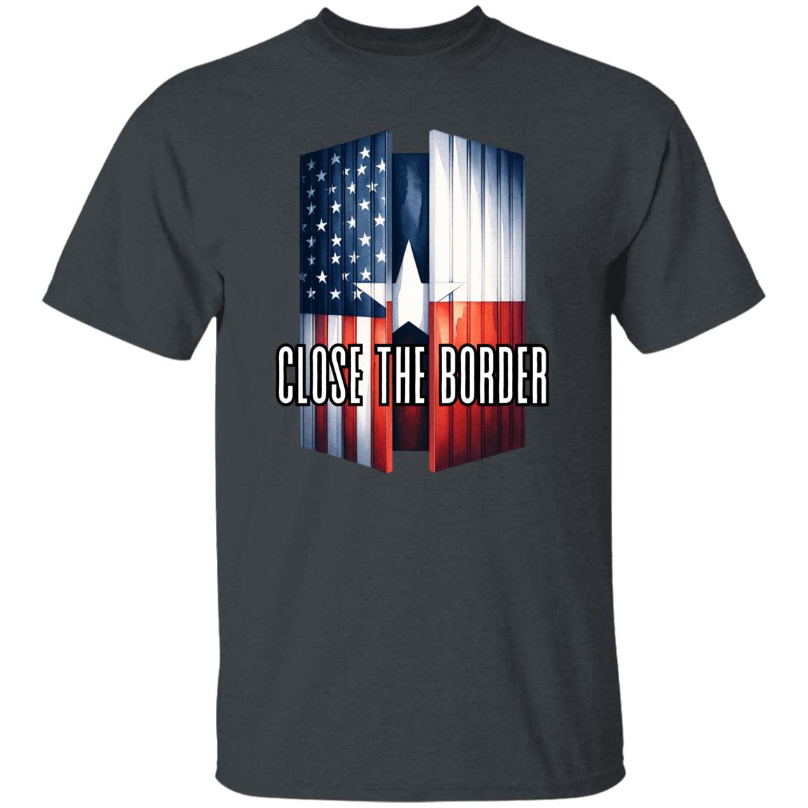 Texas Close the border Unisex T-shirt US flag Texas flag tee Black Navy Dark Heather-Family-Gift-Planet