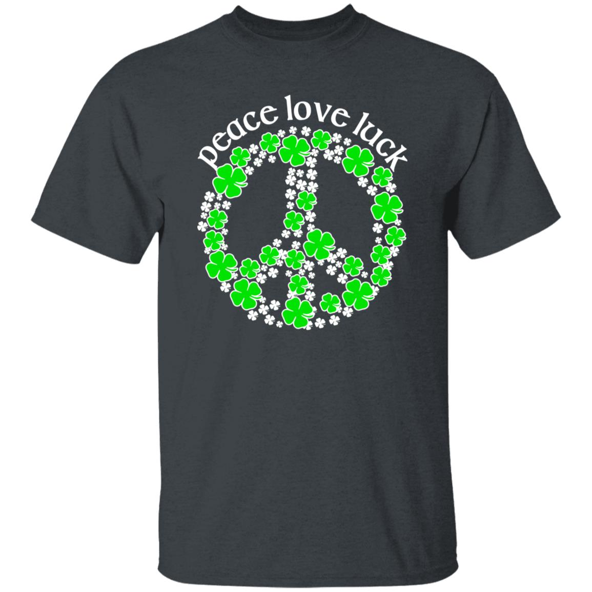 Peace love luck St Patrick Day Unisex t-shirt 4XL 5XL 6XL Irish Green-Dark Heather-Family-Gift-Planet