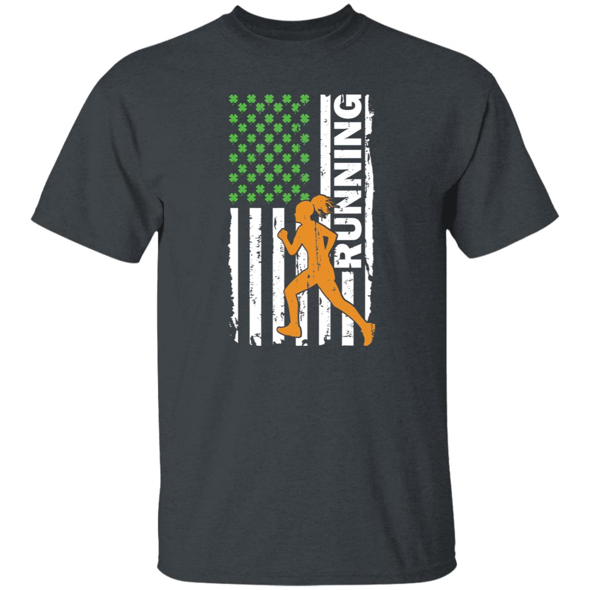 US flag Running Irish St Patrick Day Unisex t-shirt 4XL 5XL 6XL Irish Green-Dark Heather-Family-Gift-Planet