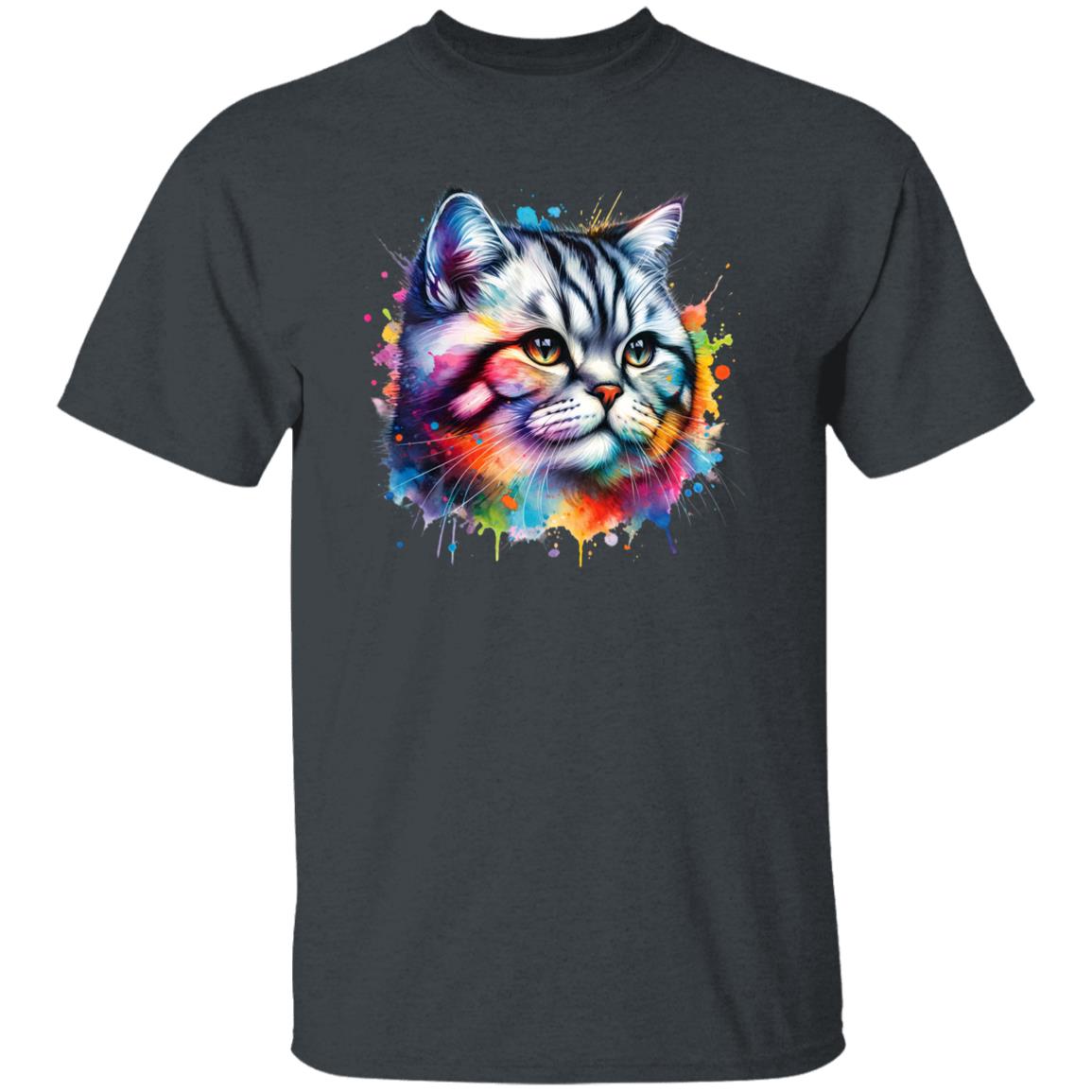 American Shorthair Cat Color Splash Unisex T-Shirt Black Navy Dark Heather-Family-Gift-Planet